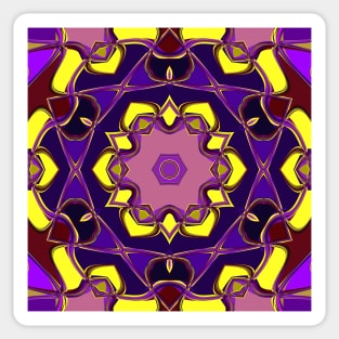 Cartoon Mandala Flower Purple and Yellow Sticker